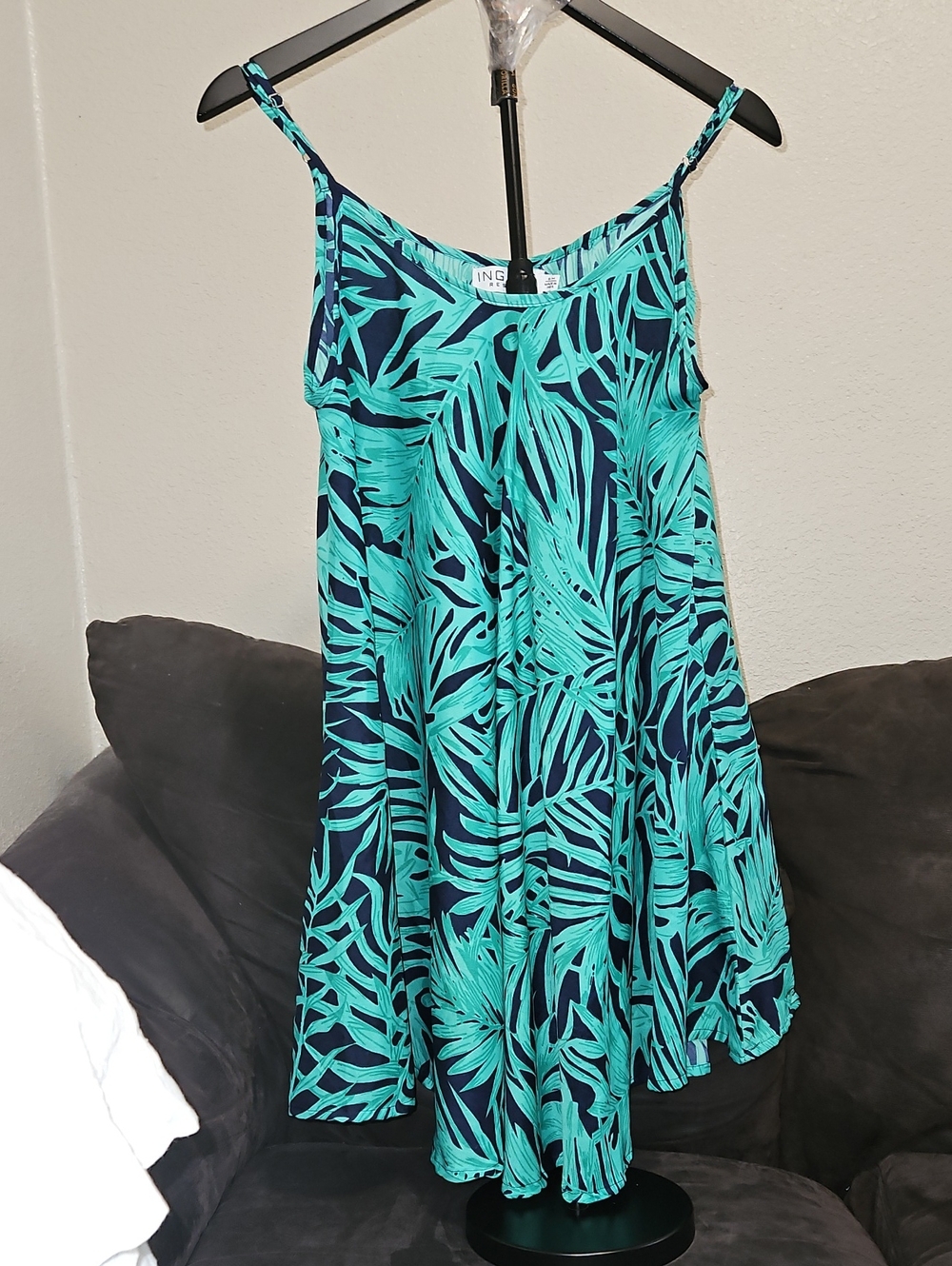 Ingear Green & Navy Tropical Print Midi Dress